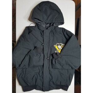 Pittsburgh Penguins Chalk Line VTG Quilt Lined Full Zip Hooded Coat Jacket Men L